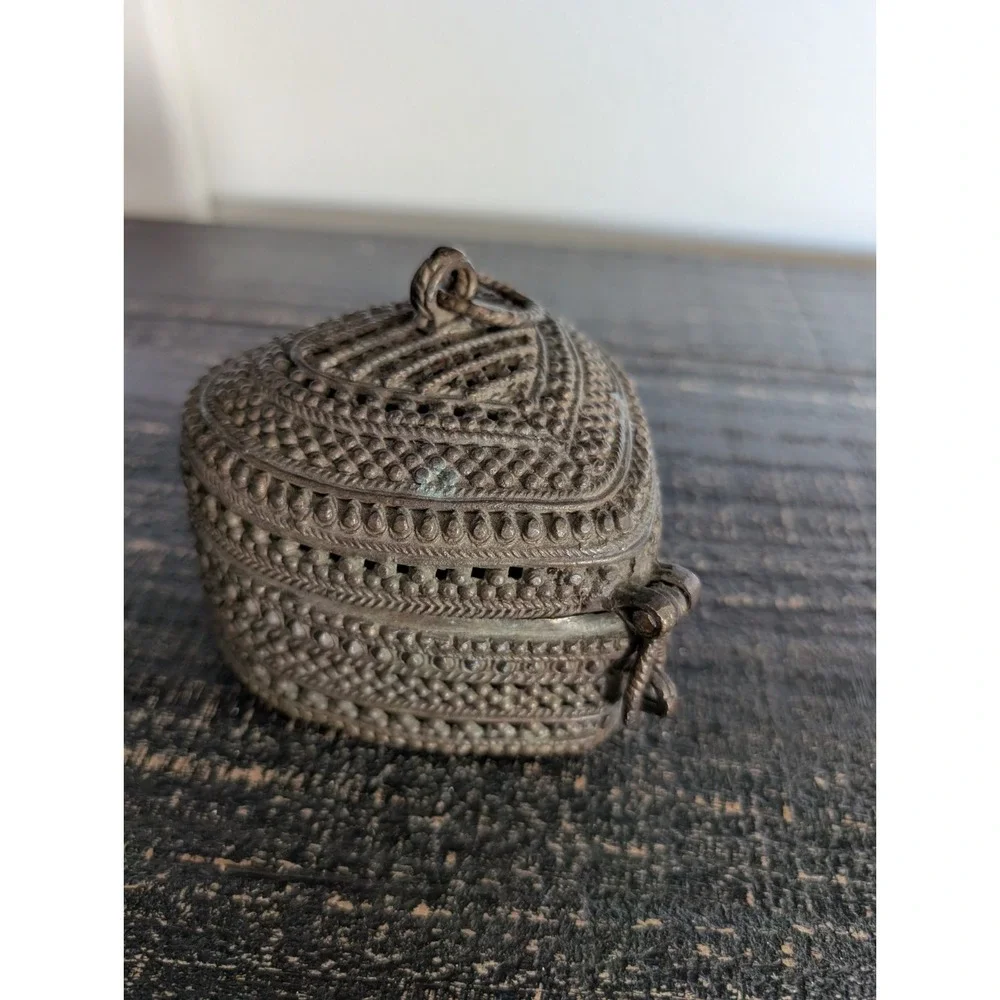 Vintage Old Handcrafted Brass Unique Jali Cut Work Multi Purpose Use Box